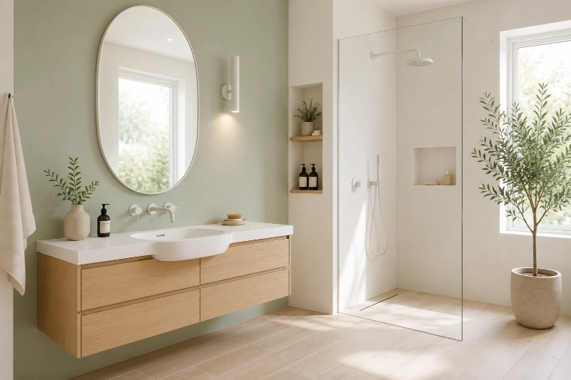 Bright and airy bathroom style with natural light and modern fixtures